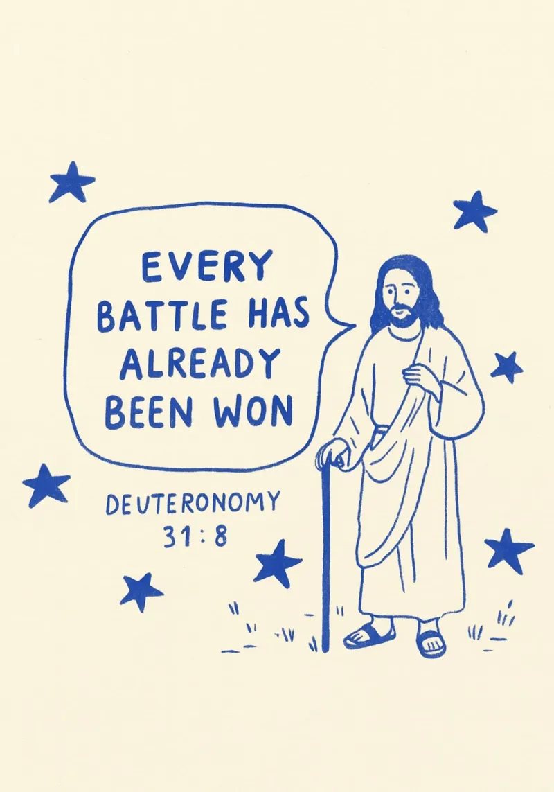 Every Battle Has Been Won - Deuteronomy 31:8 canvas with Floater frame by vintagepod