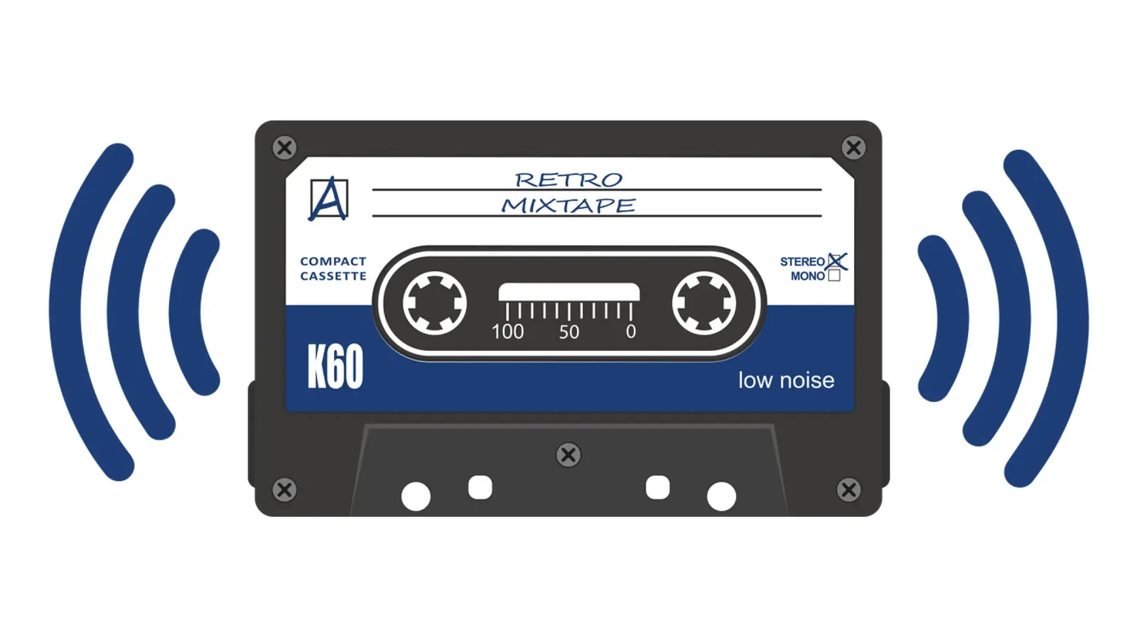Stereo Audio Kassette - Retro Mixtape poster con telaio in legno da Black Sign Artwork