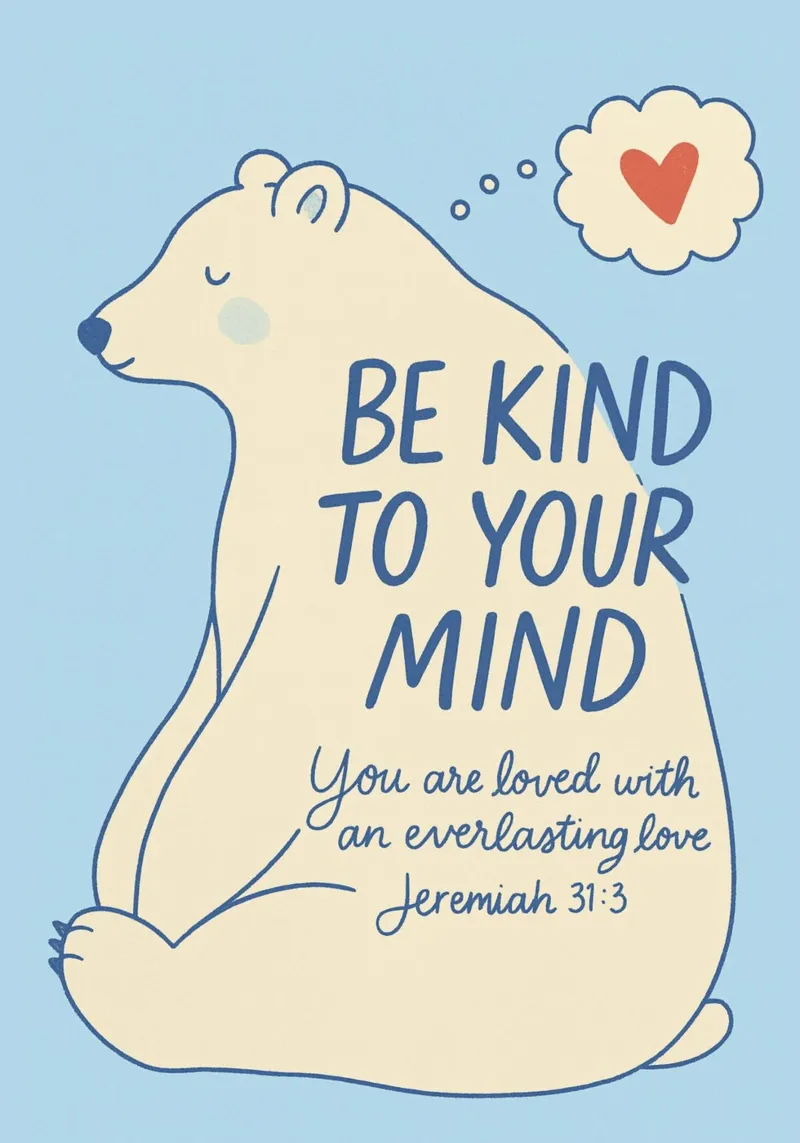 Be Kind to Your Mind - Polar Bear Art Print canvas with Floater frame by vintagepod