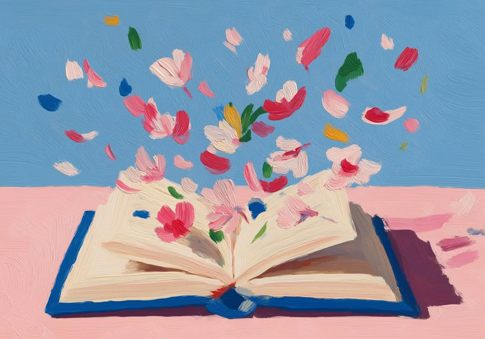 Boekschilderij bloemen, abstracte kunstdruk, bloei canvas met Baklijst van vintagepod