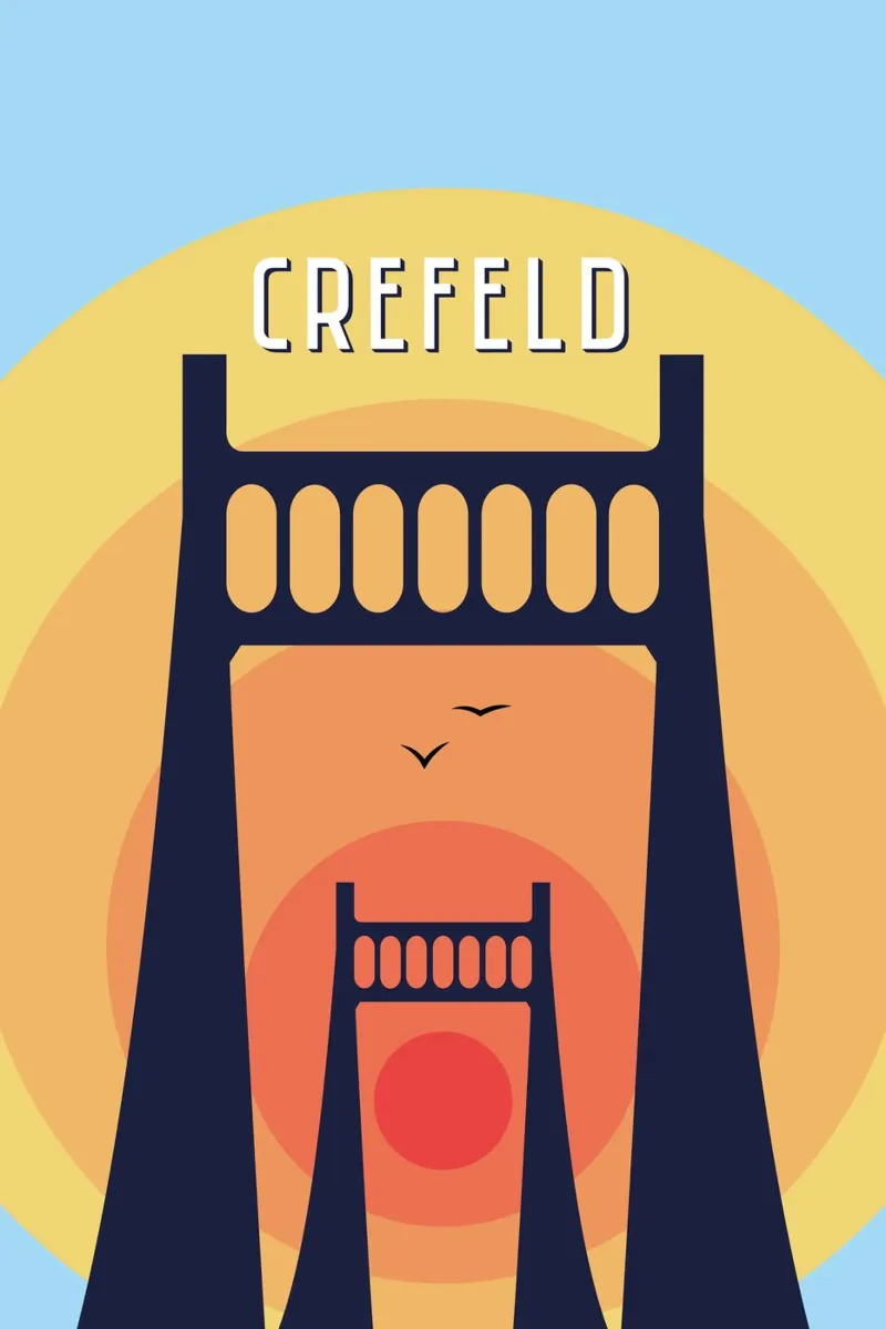 Krefeld - Crefeld Retro Brückenposter canvas met Baklijst van pierosvisuals