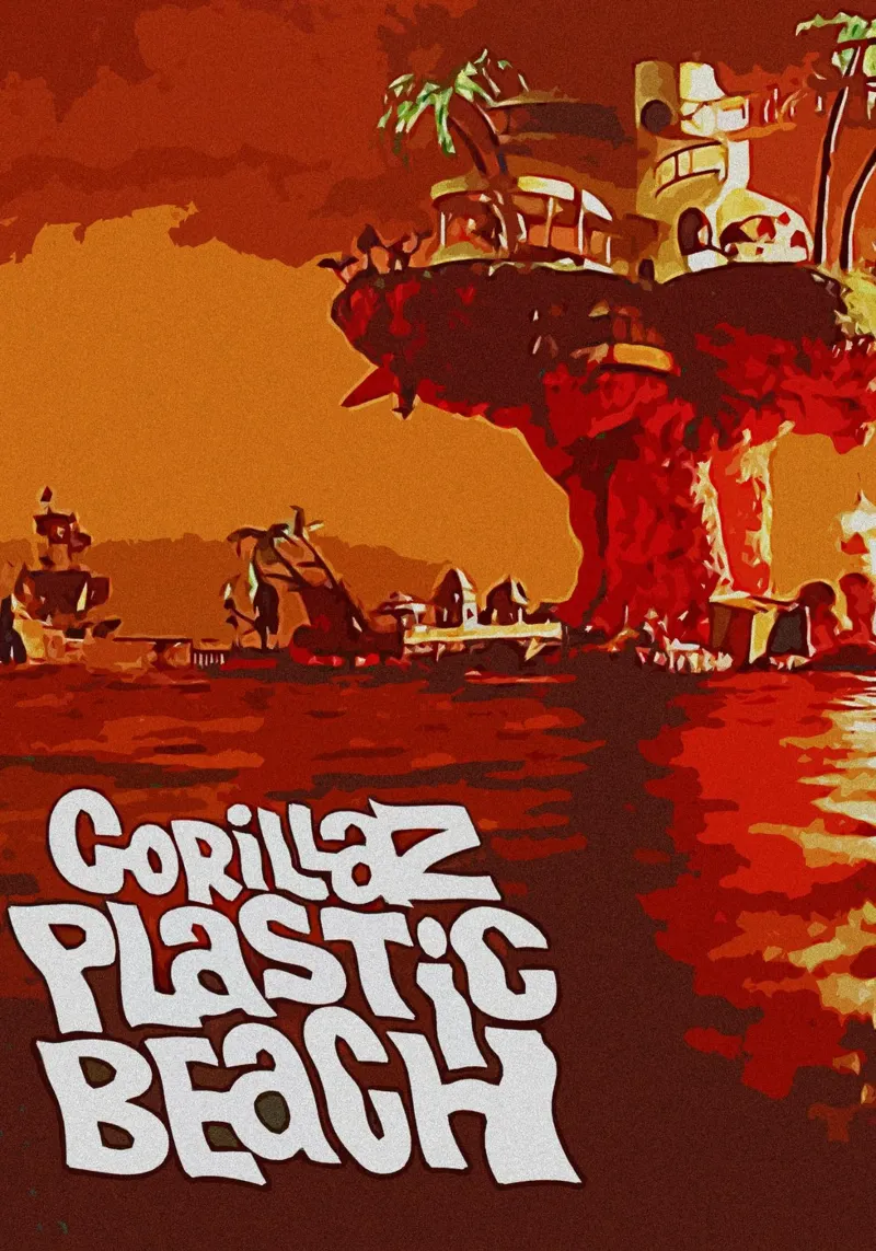 Gorillaz Cover Beach tela con Cornice a cassetta da Ad Nna Rock