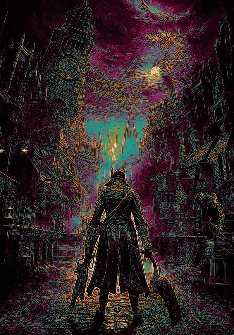 Bloodborne Dark Game poster con telaio in alluminio da Ad Nna Rock