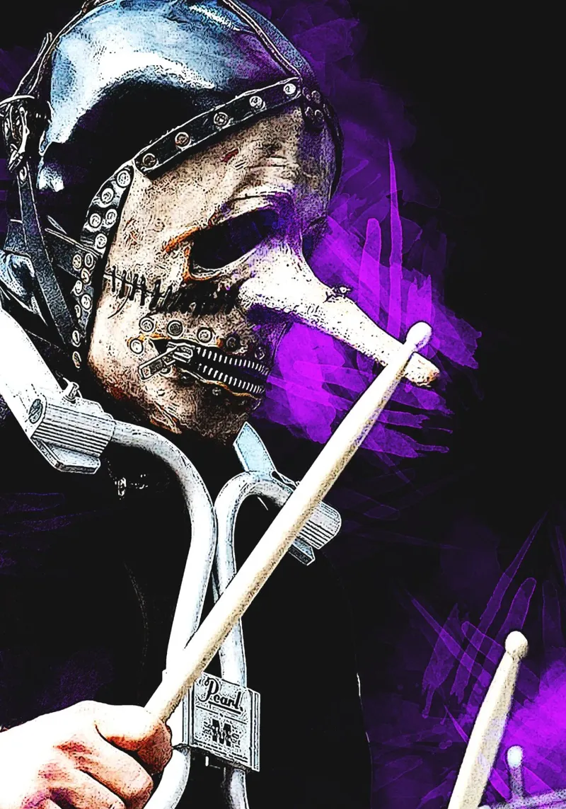 Drumer Heavy Metal poster con telaio in alluminio da Ad Nna Rock
