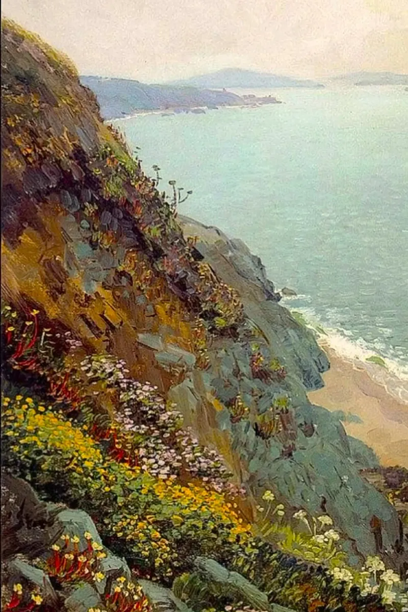 hillside full of flowers poster con telaio in plastica da mip of map