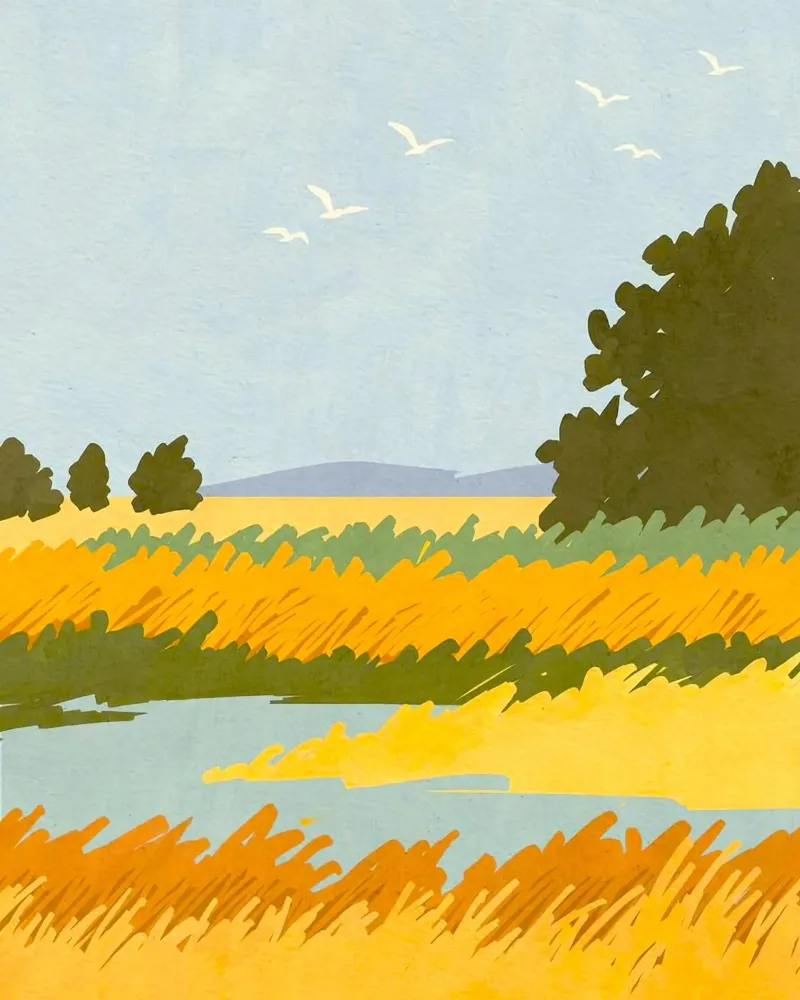 yellow field poster con telaio in legno da mip of map