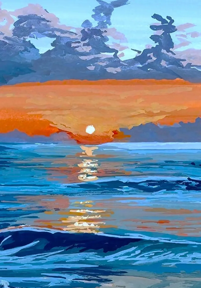 sunset reflect on ocean poster con telaio in legno da mip of map