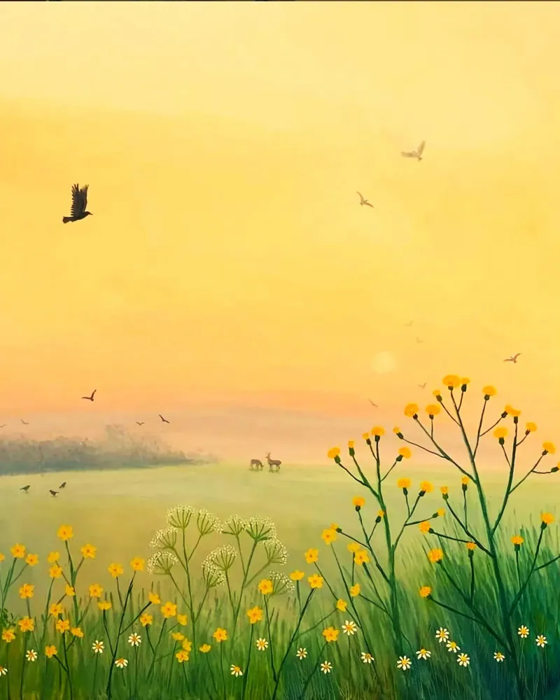 the sunset in fields poster con telaio in legno da mip of map