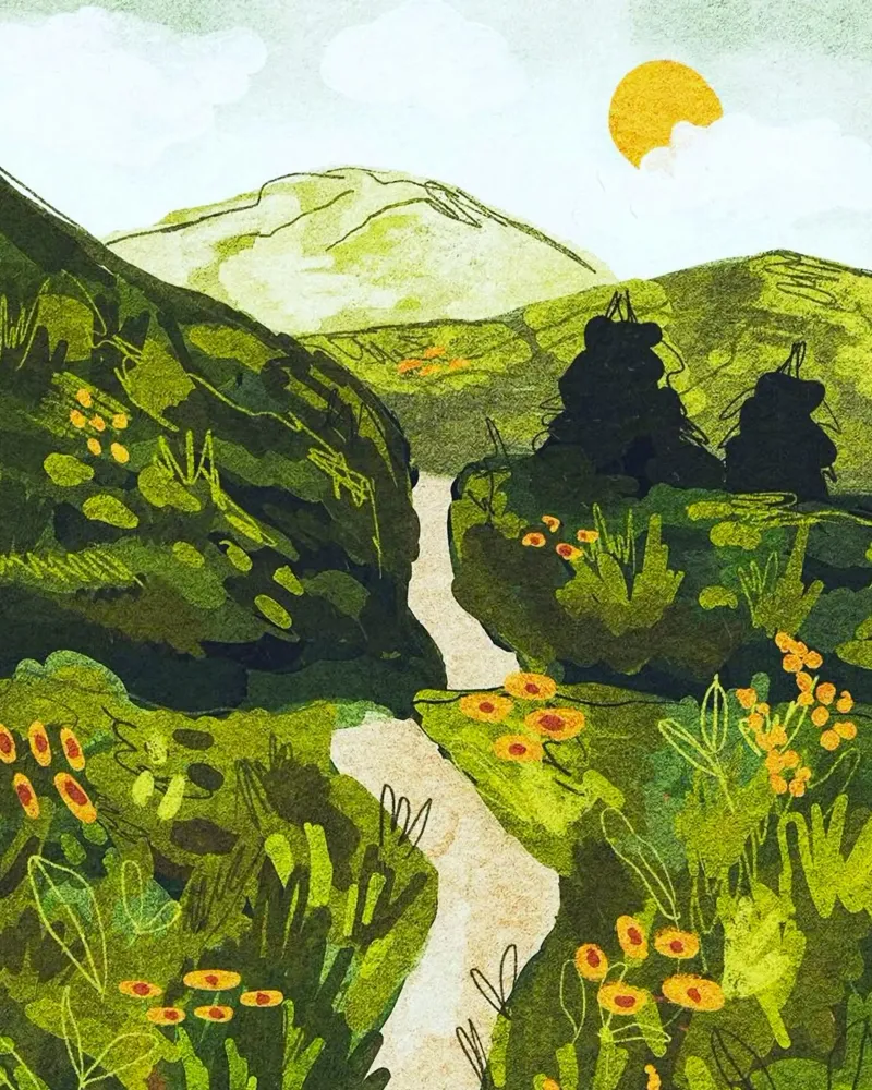 roadway to the mountain poster con telaio in alluminio da mip of map