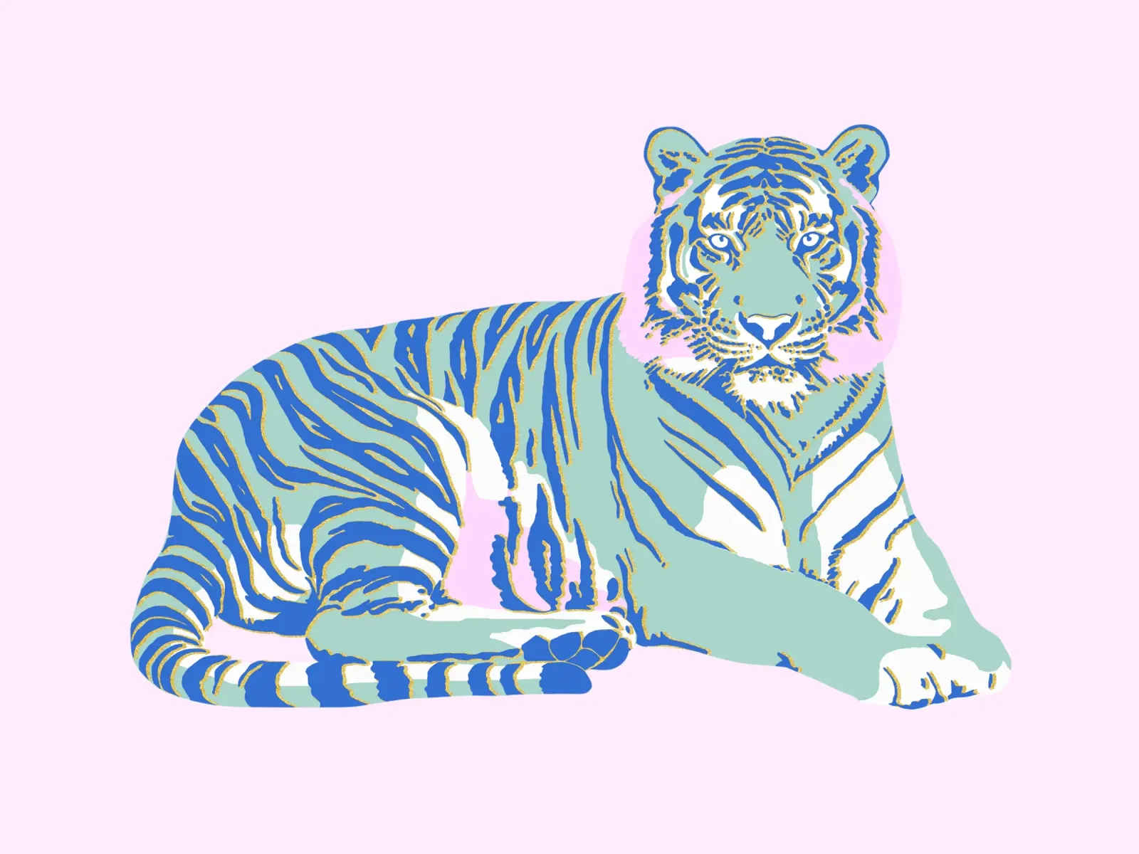 Tijger paars groen roze poster met kunststof frame van Asha Designs