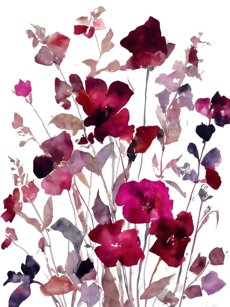 Fioritura cremisi poster con telaio in alluminio da Sophia Calder Studio