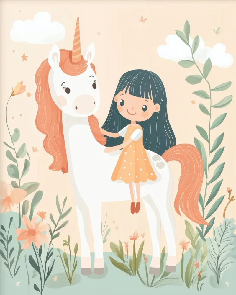 Whimsical Unicorn canvas with Floater frame by Happy Littles