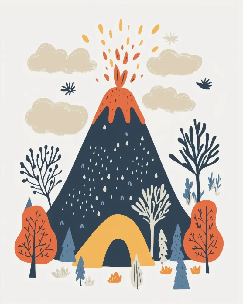 Vulcano stravagante poster con telaio in plastica da Happy Littles