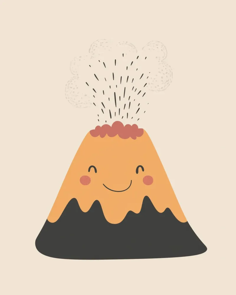 Vulcano stravagante poster con telaio in alluminio da Happy Littles