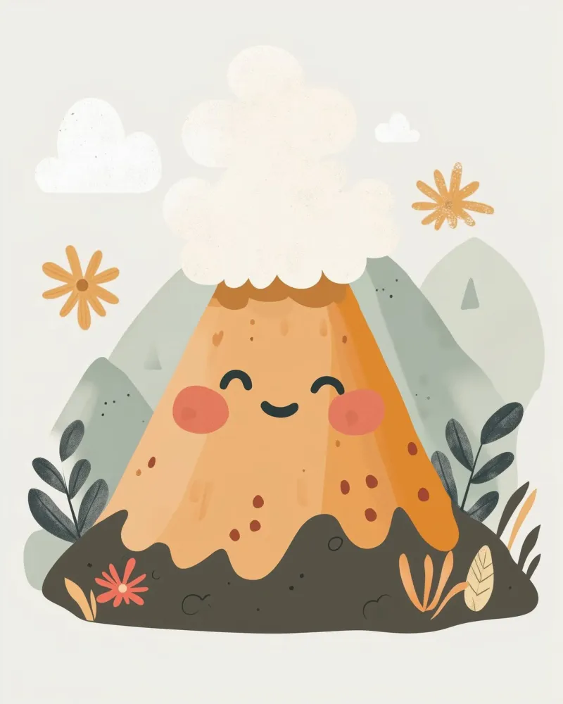 Vulcano stravagante poster con telaio in alluminio da Happy Littles