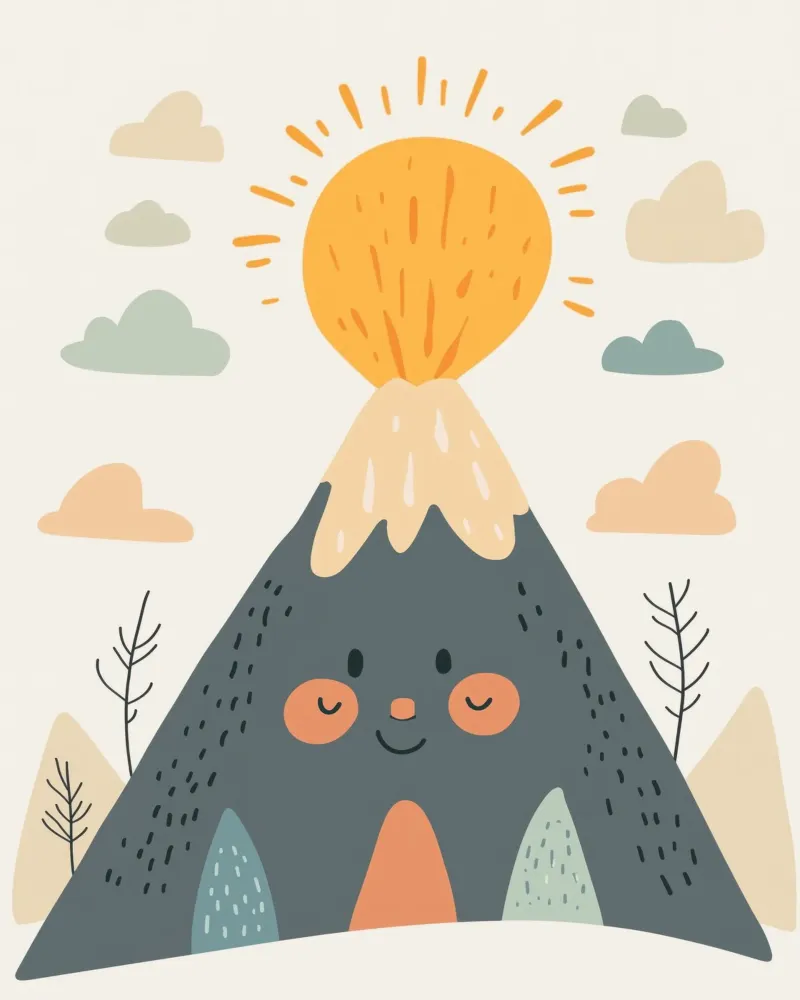 Vulcano stravagante poster con telaio in alluminio da Happy Littles