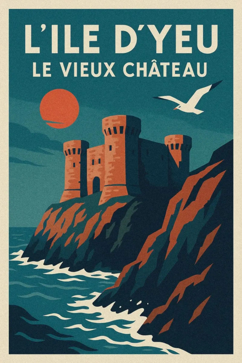 Château marin de l'Île d'Yeu poster con telaio in legno da JETLAG | affiches voyage