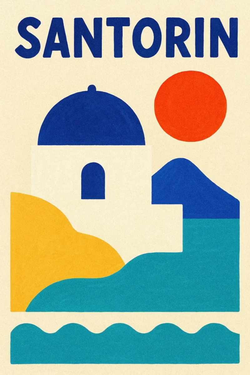 Blaue Kuppel von Santorin Poster von JETLAG | affiches voyage