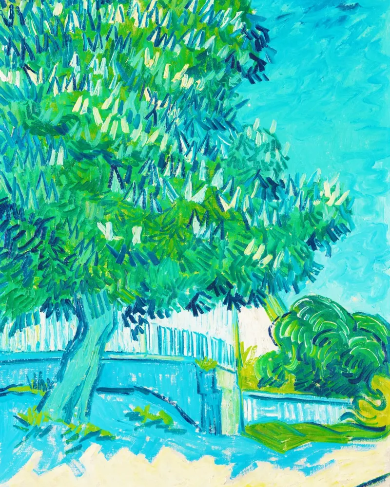 Castagni in fiore di Vincent van Gogh (1890) poster con telaio in alluminio da Venus Art