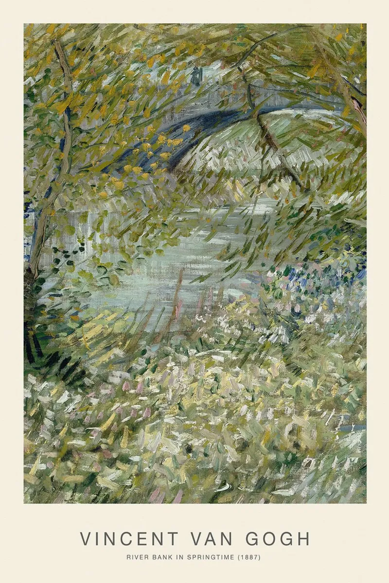 Riva del fiume in primavera, 1887 poster con telaio in alluminio da Christopher Soto
