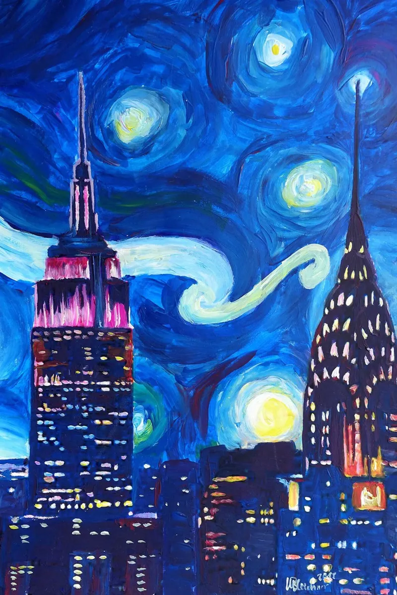 Notte stellata, a New York poster con telaio in alluminio da Christopher Soto