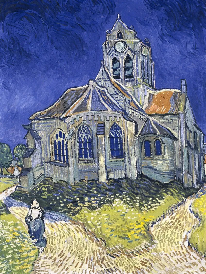 La chiesa di Auvers poster con telaio in alluminio da Christopher Soto