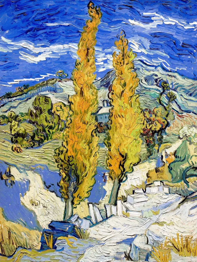 Two Poplars in the Alpilles near Saint-Rémy poster with plastic frame by Christopher Soto