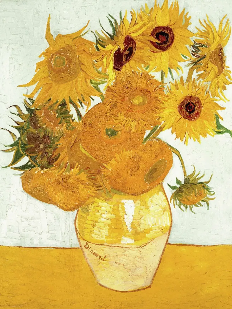 Vaso con dodici girasoli poster con telaio in plastica da Christopher Soto
