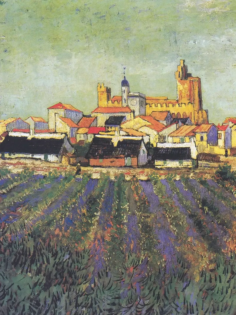 Veduta di Saintes-Maries-de-la-Mer, 1888 poster con telaio in plastica da Christopher Soto