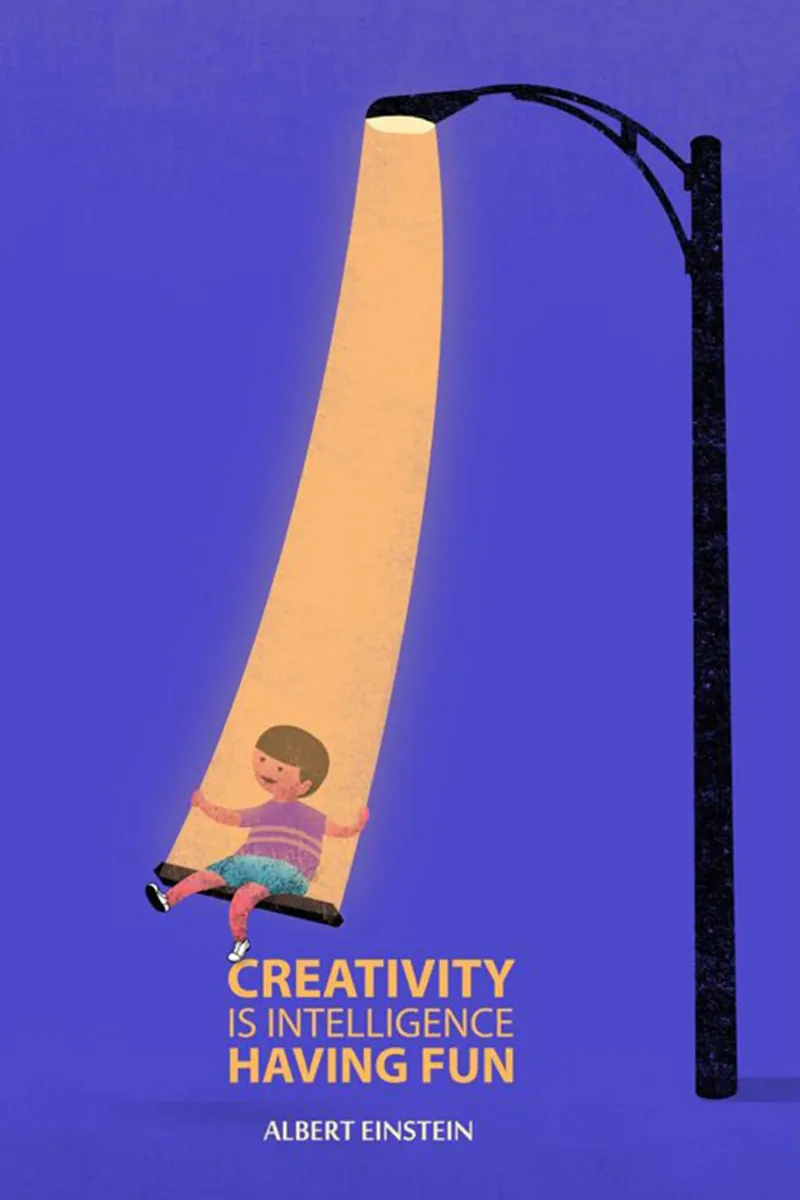 la creatività è intelligenza poster con telaio in legno da art quots shop