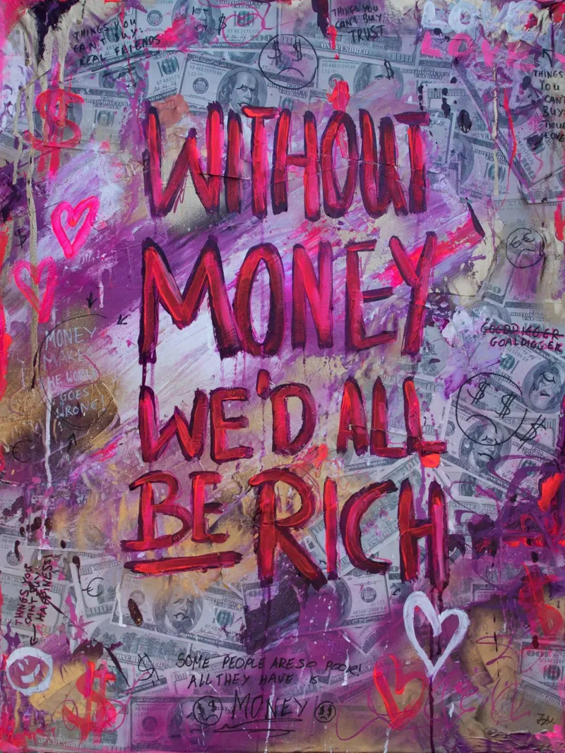 Without money poster met aluminium frame van Hirschbild