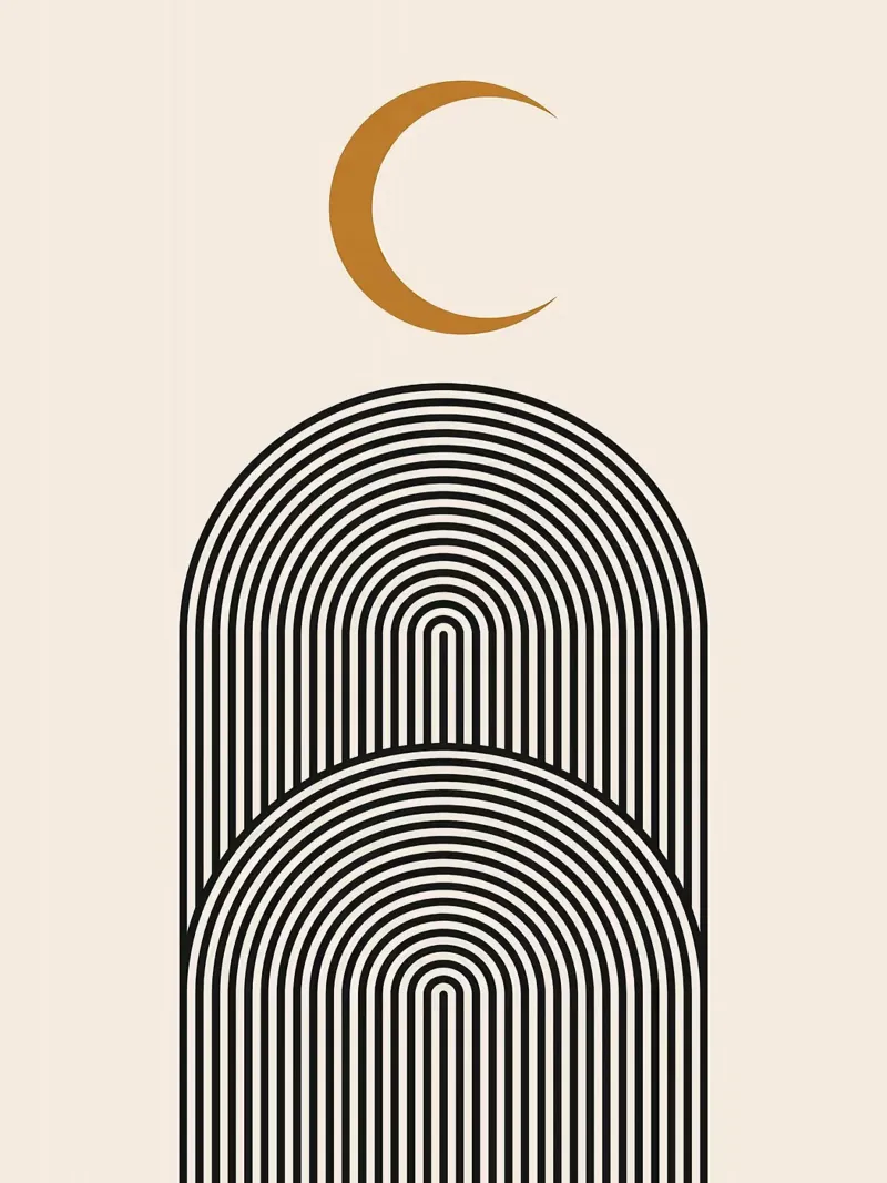 Abstract and geometric poster with wooden frame by Maria Lang