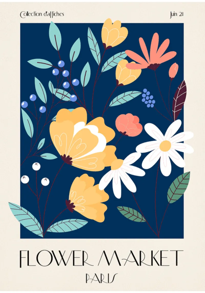 fiore poster con telaio in legno da Max Cox