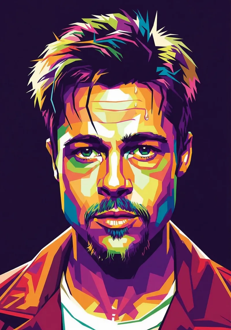 Brad Pitt ritratto pop art poster con telaio in plastica da Hantamrata