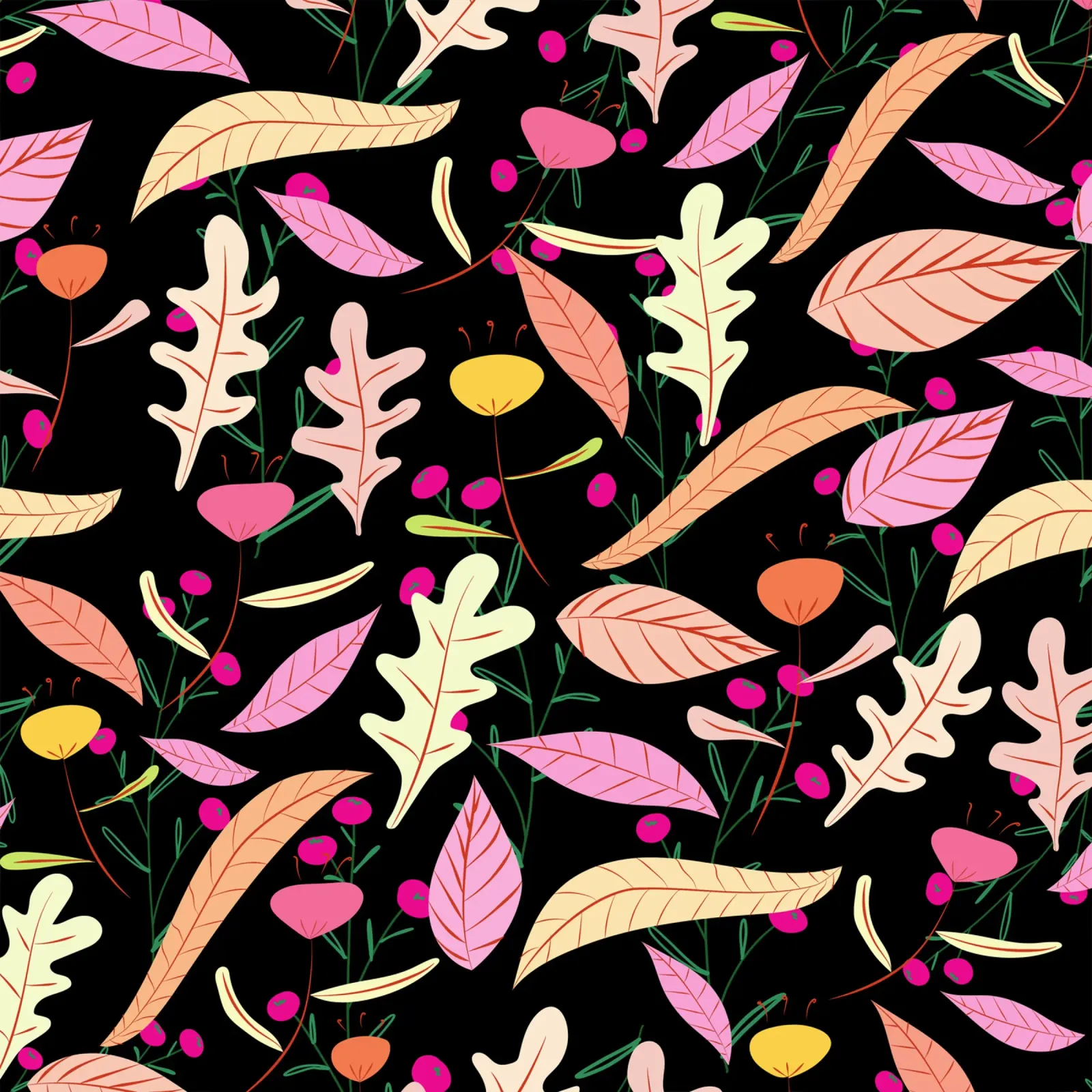 Botanical pattern 22 canvas with Floater frame by Little Dean