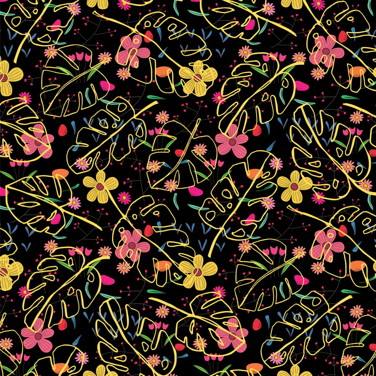 Botanical pattern 23 canvas with Floater frame by Little Dean