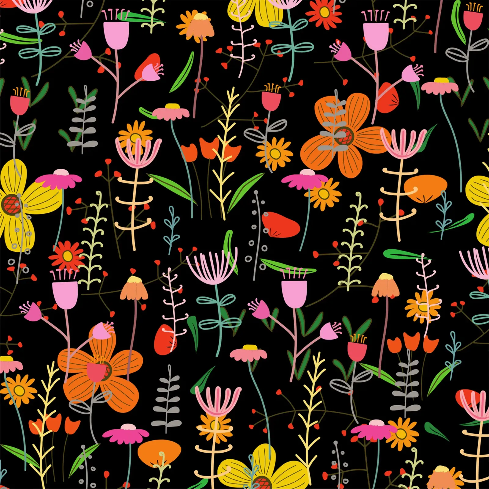Botanical pattern 25 canvas with Floater frame by Little Dean