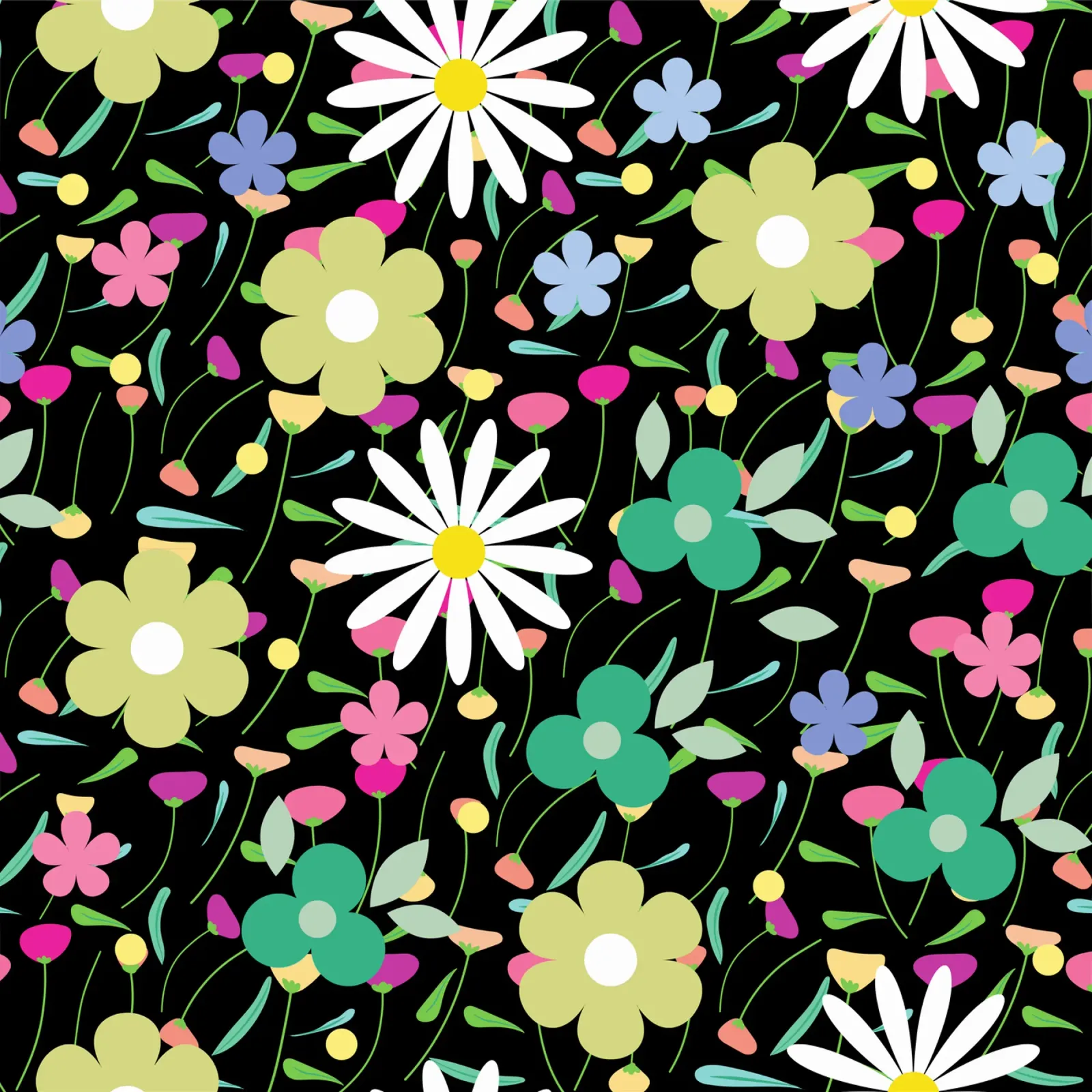 Botanical pattern 26 canvas with Floater frame by Little Dean