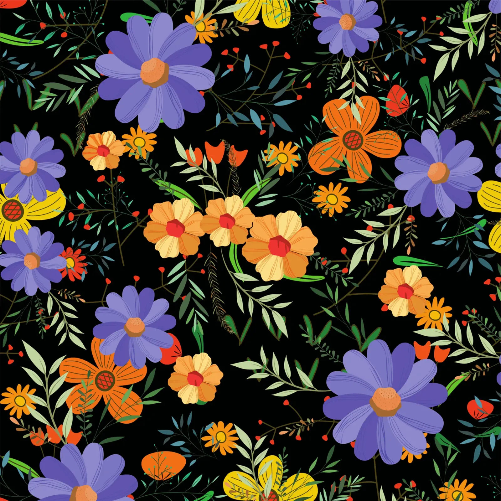 Botanical pattern 27 poster with wooden frame by Little Dean