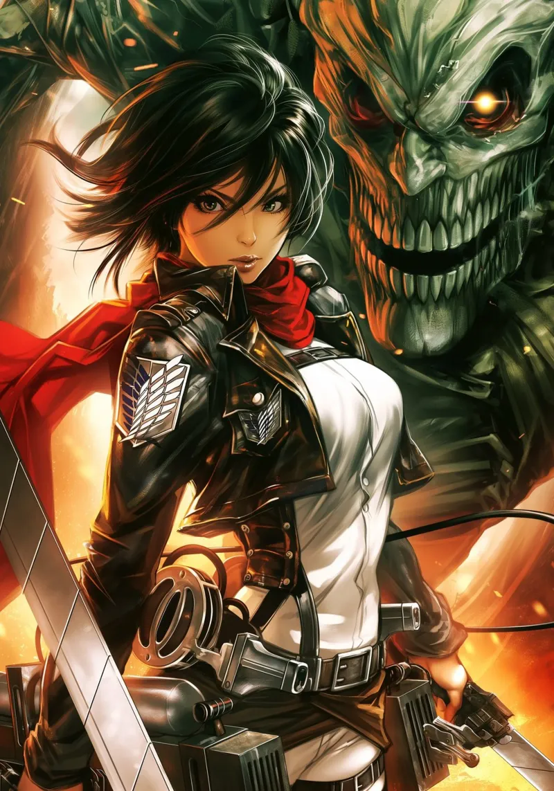 Mikasa Ackerman Attacco su Titano poster da Voxel Visionaries