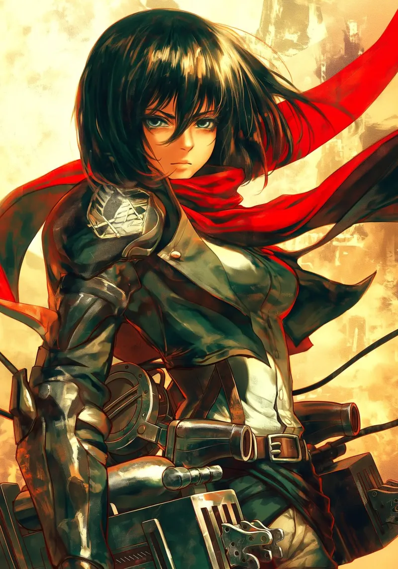 Mikasa Ackerman Attack on Titan poster con marco de aluminio de Voxel Visionaries