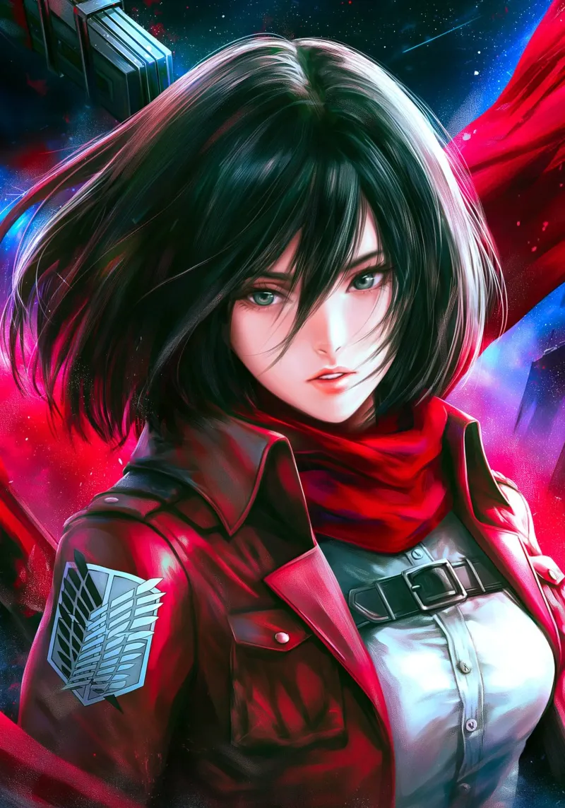 Mikasa Ackerman Attacco su Titano poster con telaio in plastica da Fleur de Lys
