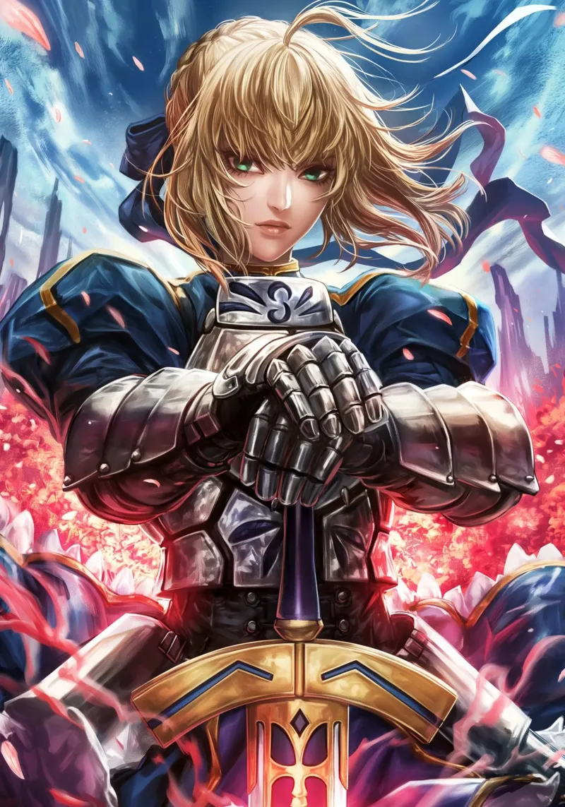 Saber Fate/stay night Anime poster con telaio in alluminio da Fleur de Lys