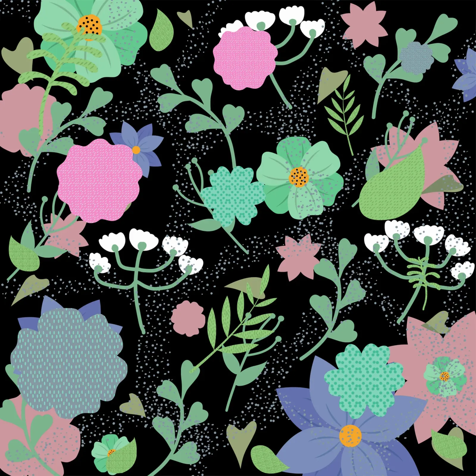 Botanical pattern 30 canvas with Floater frame by Little Dean
