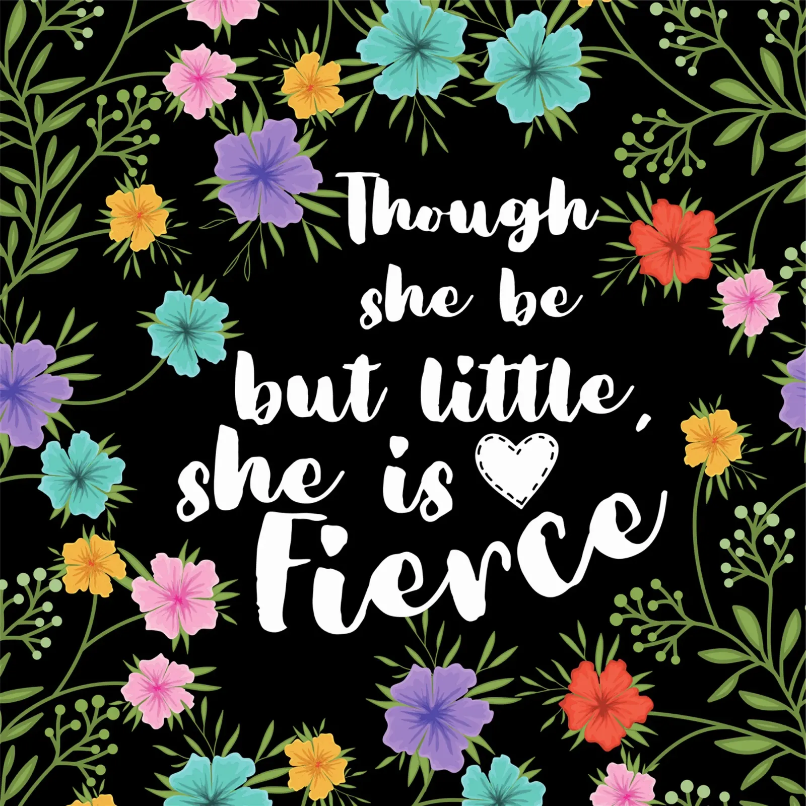 Though she be Little she is fierce bloom canvas with Floater frame by Little Dean