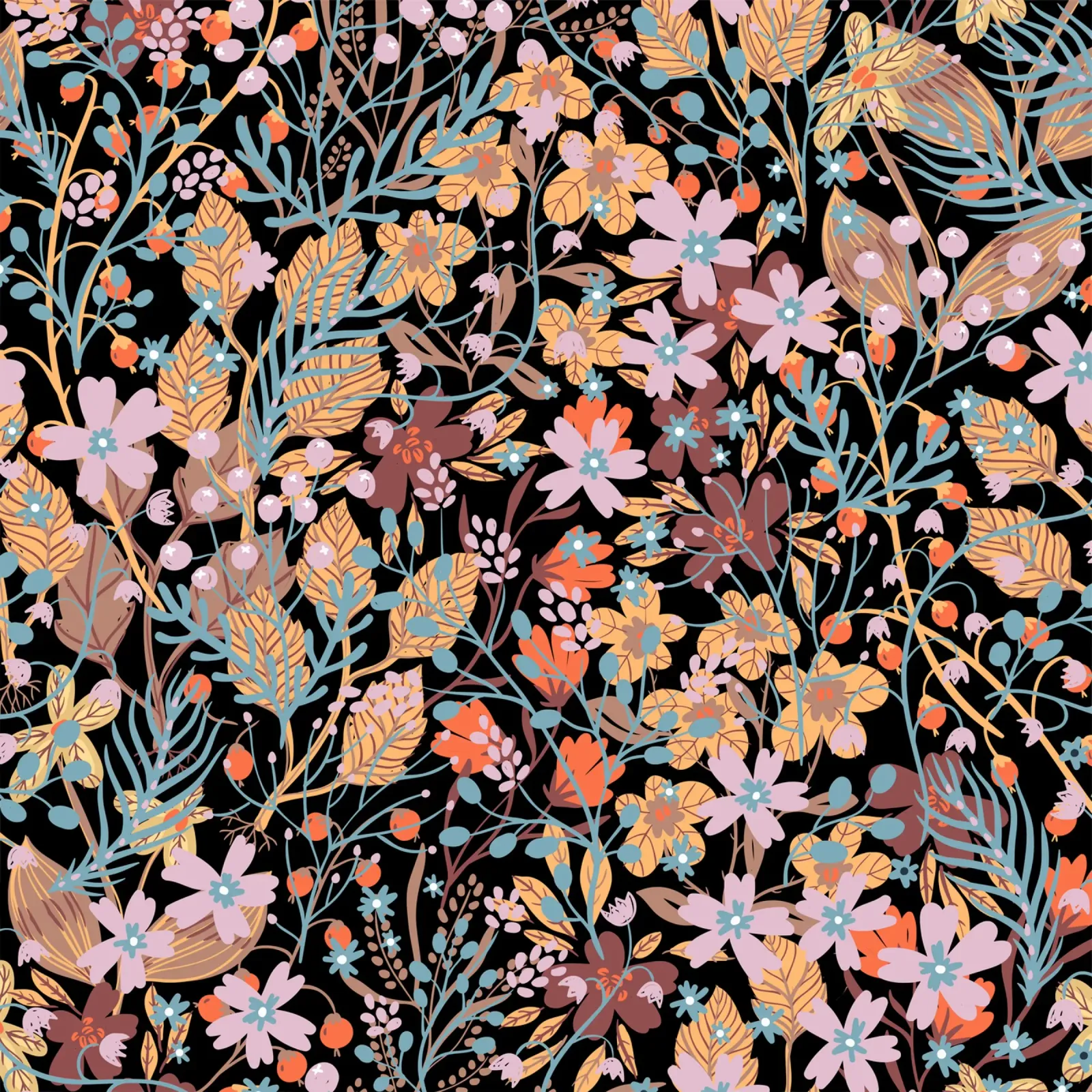Botanical pattern 32 canvas with Floater frame by Little Dean