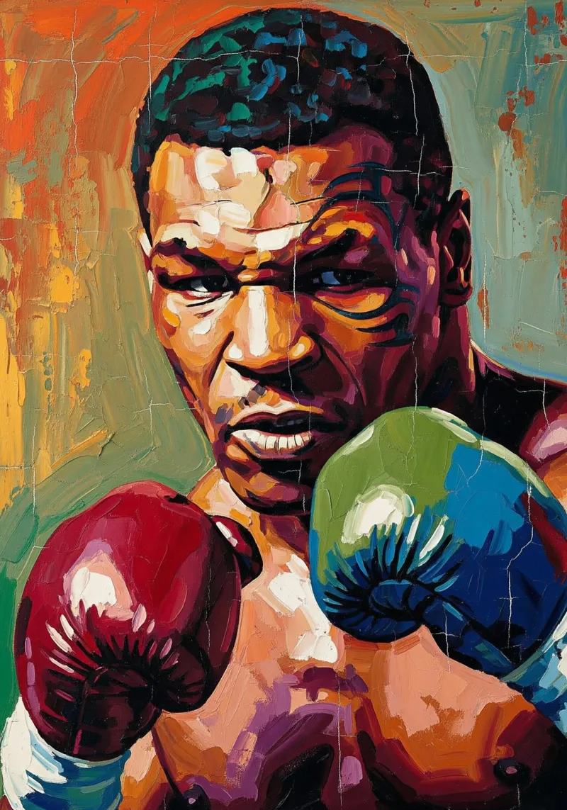 Mike Tyson abstract colorful art poster with plastic frame by Lembayung art