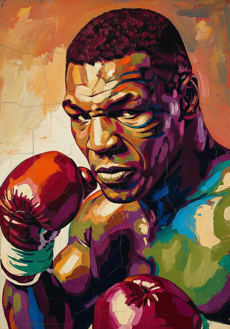 Abstract colorful pop art of Mike Tyson poster with aluminum frame by Lembayung art