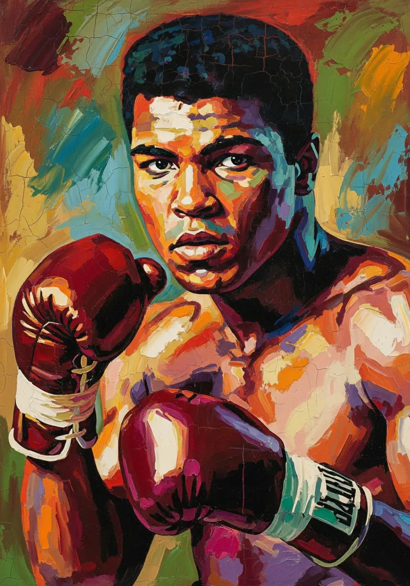 Muhammad Ali abstract kunstschilderij canvas met Baklijst van Lembayung art