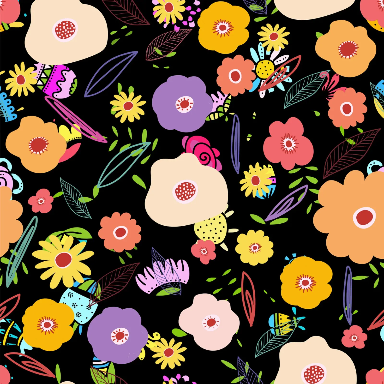 Botanical pattern 34 canvas with Floater frame by Little Dean